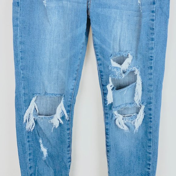 Kancan Lt Wash Fringed Hem Crop Jeans 7 27 - Picture 3 of 10